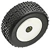 RC18B Mini-Pin Front Tyres Pre-mounted on Dish Wheels (2) - Chrome