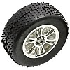 RC18B Mini-Pin Front Tyres Pre-mounted on Spoke Wheels (2) - Chrome