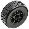 RC18B Mini-Pin Front Tyres Pre-mounted on Spoke Wheels (2) - Black