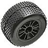 RC18B Mini-Pin Rear Tyres Pre-mounted on Spoke Wheels (2) - Black