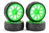 FASTRAX 1/10 STREET/TREAD TYRE 10SP NEON GREEN WHEEL