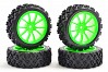 FASTRAX 1/10 STREET/RALLY TYRE 10SP GREEN WHEEL