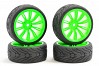 FASTRAX 1/10 STREET/TREAD TYRE 20SP GREEN WHEEL