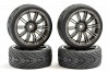 FASTRAX 1/10 STREET/TREAD TYRE 20SP GUN METAL WHEEL