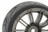 FASTRAX 1/10 STREET/TREAD TYRE 20SP GUN METAL WHEEL