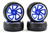 FASTRAX 1/10 STREET/TREAD TYRE TRI-5 BLUE/CHROME WHEEL