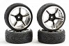 FASTRAX 1/10 STREET/TREAD TYRE 5SP BLACK/CHROME WHEEL