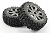 FASTRAX 1/8 ROCK BLOCK MOUNTED ON 8-SPOKE BLACK CHROME (PR)