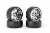 FASTRAX 1/10 (4) DRIFT D1 TYRE w/3MM 6-SPOKE WHEEL- BK CHROME