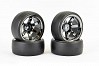 FASTRAX 1/10 (4) DRIFT D1 TYRE w/9MM 6-SPOKE WHEEL- BK CHROME