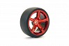 FASTRAX 1/10 (4) DRIFT D1 TYRE w/3MM 5-SPOKE WHEEL- MET RED
