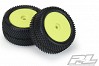 PROLINE MINI-B PRISM TYRES MOUNTED ON YELLOW WHEELS REAR