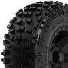 Badlands 2.8" (Traxxas Style Bead) Tyres Mounted on Black Desperado Rear Wheels (2)