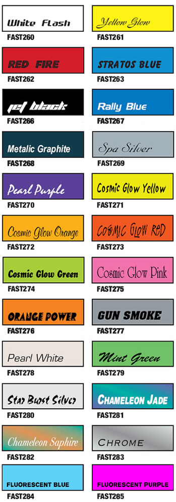 Fastrax RC Paint Chart