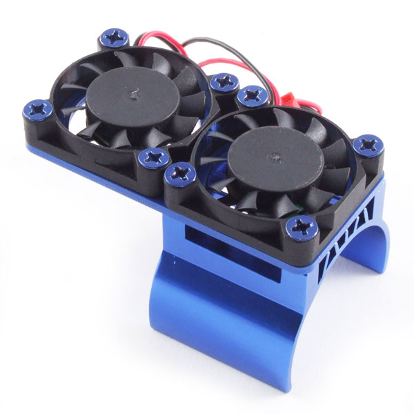 Aluminium Twin Fan Motor Heatsink Unit - Blue