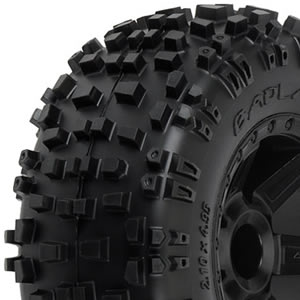 Badlands 2.8" (Traxxas Style Bead) Tyres Mounted on Black Desperado Rear Wheels (2)