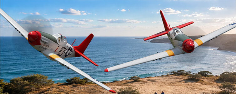 New! Volantex P-51D Mustang Red 4CH 500m Brushless With Gyro - RTF