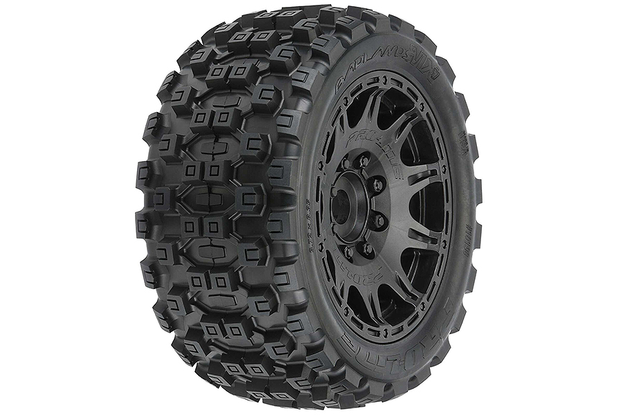 PROLINE BADLANDS MX57 TYRES ON RAID 5.7" BLACK WHEELS XMAXX PL1019810