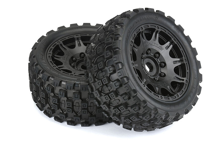 PROLINE BADLANDS MX57 TYRES ON RAID 5.7" BLACK WHEELS XMAXX PL1019810